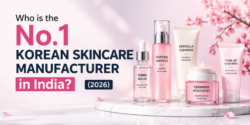 Korean skincare manufacturer in India featuring premium skincare products, serums, cleansers, moisturizers, and Korean beauty formulations.