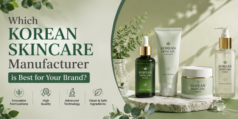 Korean skincare manufacturer with serum, cleanser, cream, and toner for private label skincare brand manufacturing.