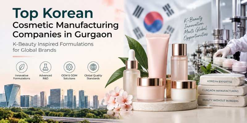 Top Korean cosmetic manufacturing companies in Gurgaon offering K-Beauty inspired formulations and OEM ODM cosmetic manufacturing solutions.